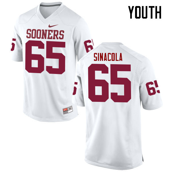 Youth Oklahoma Sooners #65 Mario Sinacola College Football Jerseys Game-White